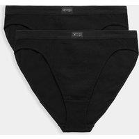 M&S 2 Pack Asta Rib High Leg Knickers Black