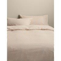 M&S Cotton Blend Simple Stripe Bedding Set Biscuit