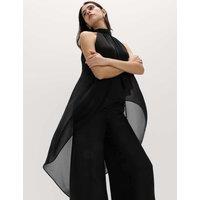 M&S Draped Halter Neck Longline Top Black