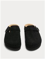 Woven Suede Corkbed Mule Sandals