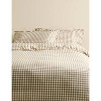 M&S Pure Cotton Gingham Reversible Bedding Set Linen