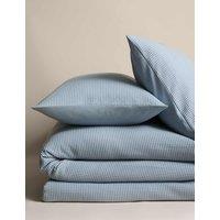 M&S Washed Cotton Waffle Bedding Set Dusty Blue