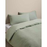 M&S Washed Cotton Waffle Bedding Set Sage