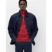 M&S Pure Cotton Barn Jacket With Borg Lining Indigo