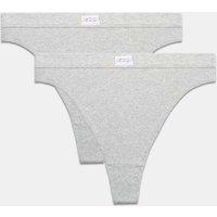 M&S 2 Pack Asta Rib High Waisted Thongs Grey Marl