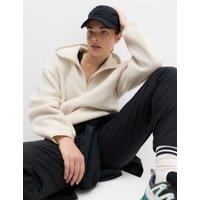 Goodmove Borg Half Zip Hooded Fleece Jacket Ecru