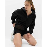 Goodmove Borg Half Zip Hooded Fleece Jacket Black