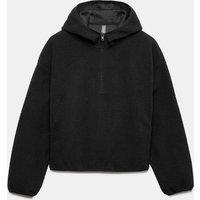 Goodmove Borg Half Zip Hooded Fleece Jacket Black