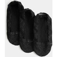 M&S 3 Pack Cotton Blend Lace Footsies Black