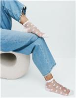 M&S Cotton Blend Sheer Large Spot Anklets Black