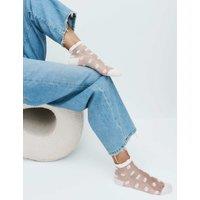M&S Cotton Blend Sheer Large Spot Anklets White