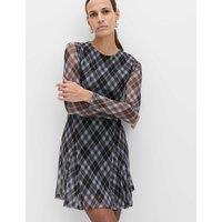 M&S Mesh Checked Mini Skater Dress Grey Mix