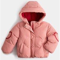 M&S Gingham Hooded Puffer Coat (2-8 Yrs) Red Mix
