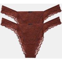 M&S 2 Pack Ida Lace Miami Knickers Russet