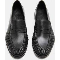 Autograph Ruched Leather Slip On Loafers Black