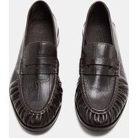 Autograph Ruched Leather Slip On Loafers Dark Brown