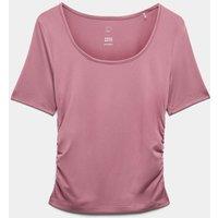 Goodmove Go Balance Scoop Neck Ruched Fitted Top Tea Rose