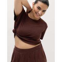 Goodmove Modal Rich Round Neck Boxy T-shirt Dark Chocolate