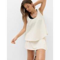 Goodmove Seersucker Scoop Neck Relaxed Vest Top Ecru
