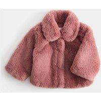 M&S Faux Fur Collared Jacket (0-5 Yrs) Pink