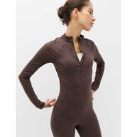 Goodmove Mesh Panel Half Zip Running Top Dark Chocolate