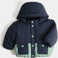 M&S Midweight Padded Hooded Coat (0-5 Yrs) Navy