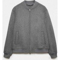 Autograph Double-Faced Wool Blend Bomber Jacket Grey Marl