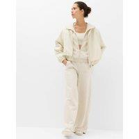Goodmove Cotton Rich High Waisted Wide Leg Joggers Ecru