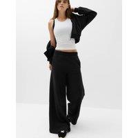 Goodmove Cotton Rich High Waisted Wide Leg Joggers Black