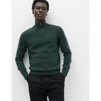 M&S Air-Yarn Half Zip Jumper Dark Evergreen