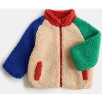 M&S Borg Colour Block Funnel Neck Jacket (0-5 Yrs) Multi