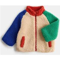 M&S Borg Colour Block Funnel Neck Jacket (0-5 Yrs) Multi