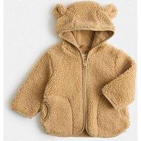 M&S Borg Hooded Jacket (0-4 Yrs) Brown