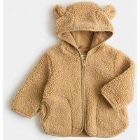 M&S Borg Hooded Jacket (0-4 Yrs) Brown