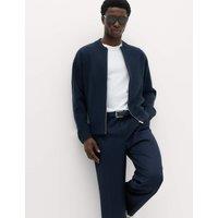 M&S Air Yarn Knitted Bomber Jacket Navy
