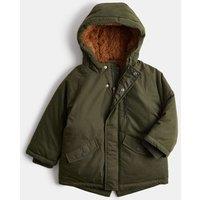 M&S Cotton Rich Borg Lined Parka Coat (2-8 Yrs) Khaki