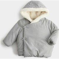 M&S Gingham Midweight Bow Detailed Coat (0-5 Yrs) Black Mix