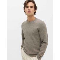 M&S Pure Cotton Textured Crew Neck Jumper Natural Mix
