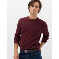 M&S Pure Cotton Textured Crew Neck Jumper Bordeaux