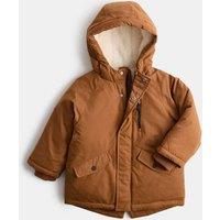 M&S Cotton Rich Borg Lined Parka Coat (2-8 Yrs) Brown