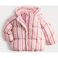 M&S Striped Midweight Padded Coat (0-5 Yrs) Pink Mix