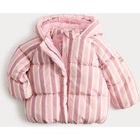 M&S Striped Midweight Padded Coat (0-5 Yrs) Pink Mix