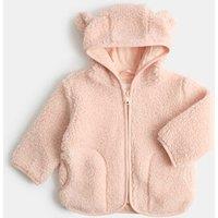 M&S Hooded Borg Jacket with Ears (0-4 Yrs) Pink Mix