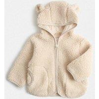 M&S Hooded Borg Jacket with Ears (0-4 Yrs) Cream