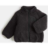 M&S Funnel Neck Borg Jacket (0-5 Yrs) Carbon