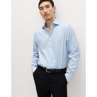 M&S SARTORIAL Regular Fit Egyptian Cotton Check Shirt Blue Mix
