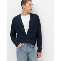 M&S Cotton Rich Shawl Neck Ribbed Cardigan Navy