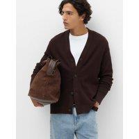M&S Cotton Rich Shawl Neck Ribbed Cardigan Bordeaux
