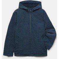 M&S Stormwear Checked Hooded Jacket (6-16 Yrs) Navy Mix