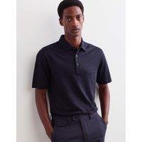 JAEGER Pure Linen Polo Shirt Dark Navy